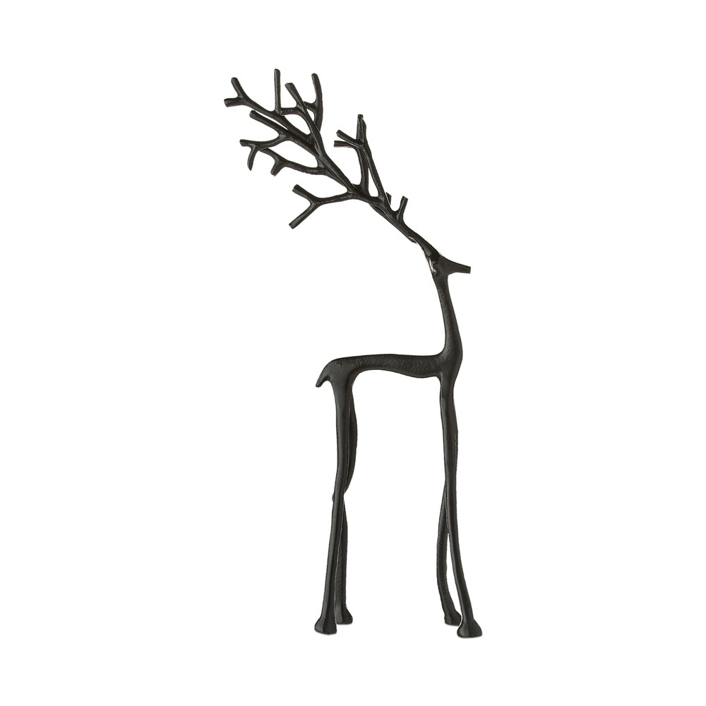 15.5" Black Standing Sculpted Reindeer Large Metal Deer‎ - Holiday Time